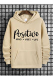 Positive Baskılı Kapüşonlu Sweatshirt
