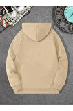 Erkek el yazılı baskılı kapüşonlu sweatshirt