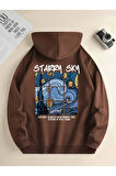 Starry Sky Baskılı Kapüşonlu Sweatshirt