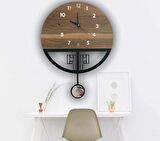 (SESSİZ) Sarkaçlı Ahşap Duvar Saati, Sarkaçlı Saat, Wooden Wall Clock