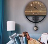 (SESSİZ) Sarkaçlı Ahşap Duvar Saati, Sarkaçlı Saat, Wooden Wall Clock