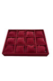 Yerli Üretim Süet Kumaş Bordo Renk 34/24 Cm 12 Yastıklı Çekmece Içi Takı Kutusu