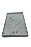 Yerli Üretim Süet Kumaş Gri Renk 22/14 Cm Batırmalı Piercing -Küpe Tablası