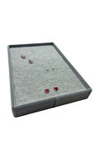 Yerli Üretim Süet Kumaş Gri Renk 22/14 Cm Batırmalı Piercing -Küpe Tablası