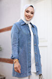 Kadın Taş İşlemeli Denim Kot Ceket