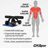 4 Tekerlekli Mekik Aleti Ab Wheel Diz Matı Hediyeli Karın Egzersiz Aleti CKS452