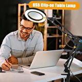 Katlanabilir Büyüteçli LED Lamba Büyüteç Masa Lambası 3 Renk Modları 10 Seviye Işık