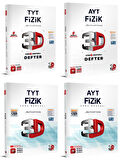 3D Yayınları 2024 Tyt Ayt Fizik Video Destekli Defter + Soru Seti 4 Kitap