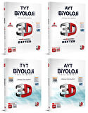 3D Yayınları 2024 Tyt Ayt Biyoloji Destekli Defter + Soru Seti 4 Kitap