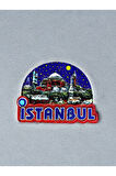 İstanbul Temalı Kabartma Polyester Magnet 7,5cm X 6cm. Mavi