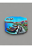 AVŞA Temalı Kabartma Polyester Magnet. 8cm x 6cm. Turuncu