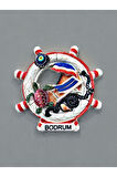 BODRUM Temalı Kabartmalı Polyester Magnet. 7cm x 7,5cm Kırmızı