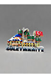İstanbul / Süleymaniye Temalı Kabartmalı Polyester Magnet 9cm X 5,5 Cm