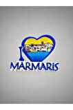 MARMARİS Temalı Kabartmalı Polyester Magnet 7,5 cm x 5,5 cm Mavi