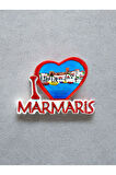 MARMARİS Temalı Kabartmalı Polyester Magnet 7,5 cm x 5,5 cm Mavi
