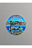ÖLÜDENİZ Temalı Kabartmalı Polyester Magnet 7cm çap Mavi