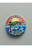 ÖLÜDENİZ Temalı Kabartmalı Polyester Magnet 7cm çap Mavi