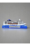 KUŞADASI Temalı Kabartmalı Polyester Magnet 10 cm x 4cm Lacivert