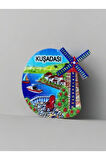 KUŞADASI Temalı Kabartmalı Polyester Magnet 6cm x 6cm Turuncu