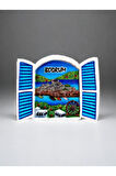 BODRUM Temalı Kabartmalı Polyester Magnet 7cm x 5,5 cm Mavi