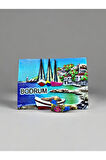 BODRUM Temalı Kabartmalı Polyester Magnet 7,5cm x 5cm Turuncu