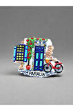 PARALIA Temalı Kabartmalı Polyester Magnet Buzdolabı Süsü 7cm x 5,5 cm
