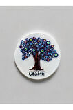 ÇEŞME Temalı Kabartmalı Polyester Magnet 6,5 cm çap Mavi