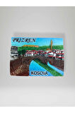 PRİZREN ( KOSOVA ) Temalı Polyester Kabartma Magnet Buzdolabı Süsü Bej