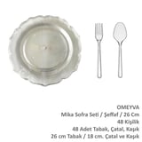Omeyva 26 Cm. Plastik Sert Mika Şeffaf Sorfa Piknik Seti - 48 Kişilik Tabak Çatal Kaşık Takımı