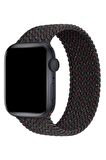Watch 2 3 4 5 6 7 8 9 Se 38 40 41mm Uyumlu Örgü Loop Kordon Black Hued Medium Beden