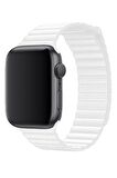 Watch 2 3 4 5 6 7 8 9 Se 38 40 41mm Uyumlu Klasik Deri Kordon Beyaz Kayış