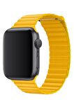 Watch 2 3 4 5 6 7 8 9 Se 38 40 41mm Uyumlu Klasik Deri Kordon Yellow