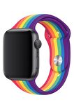 Watch 2 3 4 5 6 7 8 9 Se 42 44 45 49mm Uyumlu Spor Silikon Kordon Rainbow 