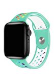 Watch 2 3 4 5 6 7 8 9 Se 42 44 45 49mm Uyumlu Delikli Spor Silikon Kordon Moss Rainbow 
