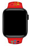 Watch 2 3 4 5 6 7 8 9 Se 42 44 45 49mm Uyumlu Delikli Spor Silikon Kordon Red Rainbow 