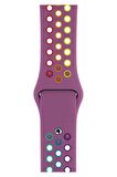 Watch 2 3 4 5 6 7 8 9 Se 42 44 45 49mm Uyumlu Delikli Spor Silikon Kordon Violet Rainbow 