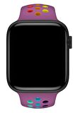 Watch 2 3 4 5 6 7 8 9 Se 42 44 45 49mm Uyumlu Delikli Spor Silikon Kordon Violet Rainbow 
