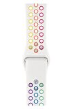 Watch 2 3 4 5 6 7 8 9 Se 42 44 45 49mm Uyumlu Delikli Spor Silikon Kordon White Rainbow 