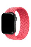 Watch 2 3 4 5 6 7 8 9 Se 42 44 45 49mm Uyumlu Örgü Loop Kordon Pembe Large Beden