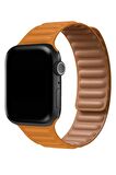 Watch 2 3 4 5 6 7 8 9 Se 42 44 45 49mm Uyumlu Broad Deri Kordon Light Orange