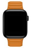 Watch 2 3 4 5 6 7 8 9 Se 42 44 45 49mm Uyumlu Broad Deri Kordon Light Orange