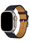 Watch 2 3 4 5 6 7 8 9 Se 42 44 45 49mm Uyumlu Hole Leather Kordon Lacivert