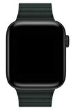 Watch 2 3 4 5 6 7 8 9 Se 42 44 45 49mm Uyumlu Klasik Deri Kordon Koyu Yeşil Kayış