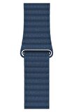 Watch 2 3 4 5 6 7 8 9 Se 42 44 45 49mm Uyumlu Klasik Deri Kordon Lacivert