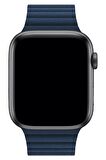 Watch 2 3 4 5 6 7 8 9 Se 42 44 45 49mm Uyumlu Klasik Deri Kordon Lacivert