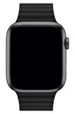 Watch 2 3 4 5 6 7 8 9 Se 42 44 45 49mm Uyumlu Klasik Deri Kordon Siyah