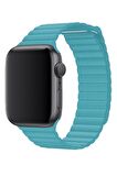 Watch 2 3 4 5 6 7 8 9 Se 42 44 45 49mm Uyumlu Klasik Deri Kordon Turkuaz 