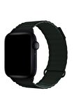 Watch 2 3 4 5 6 7 8 9 Se 42 44 45 49mm Uyumlu Mıknatıslı Deri Kordon Koyu Yeşil Kayış