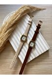 Bs Stıll Minimal Vintage Kadın Kol Saati Retro Quartz deri Kordon 1 Adet