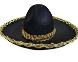 Mobgift Altın Renk Şeritli Meksika Mariachi Latin Şapkası 55 cm Çocuk
